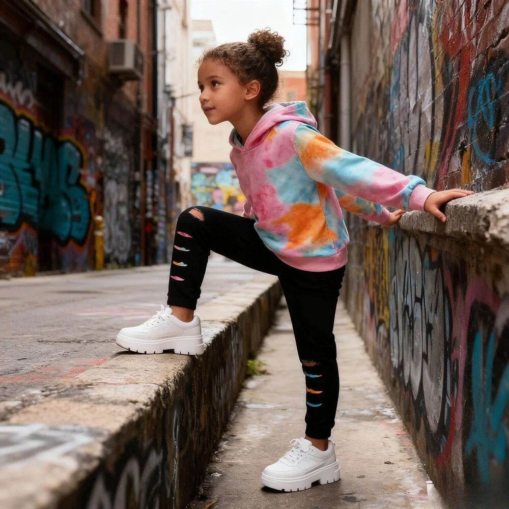 Malerotpc Girls' Kid Clothes Outfits Tie Dye Tops Leggings Pants 2 Piece (7-8T)